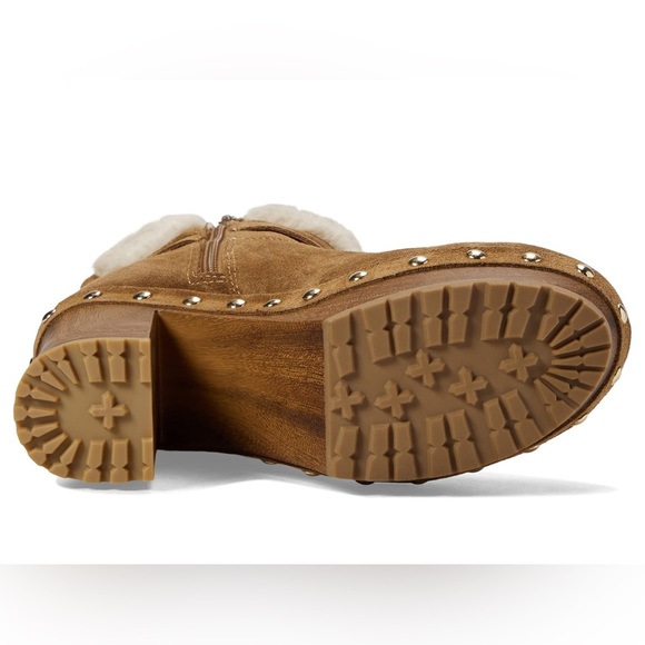 Guess Damina Suede Faux Fur Lined Studded Platform Wood Clog Booties - Picture 3 of 3